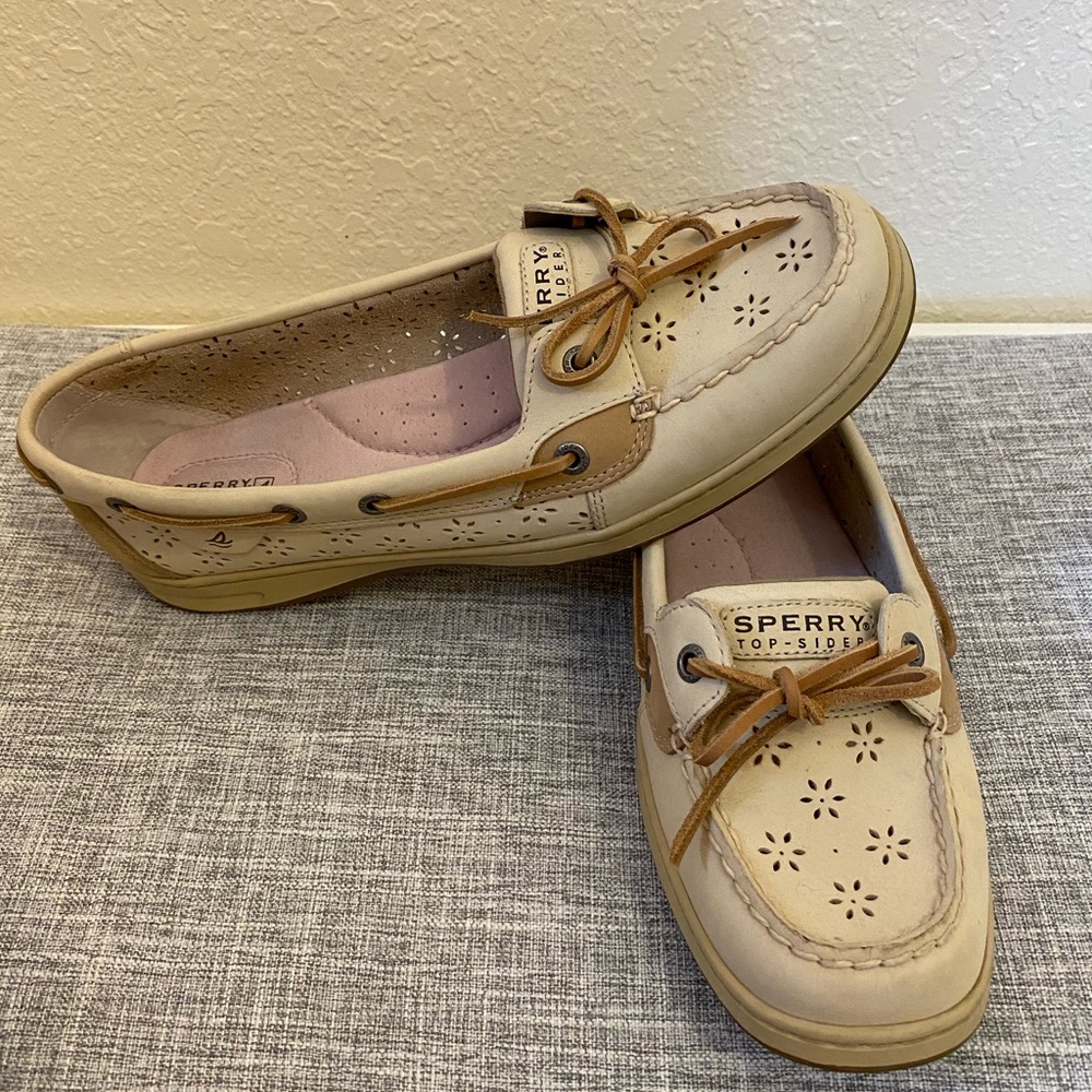 Sperry Top Siders Cream leather size 12